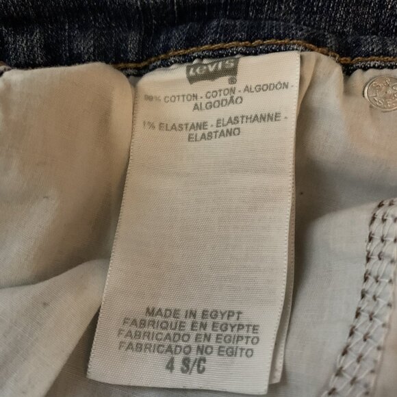 Levis 505 Womens 4 Short Denim Jeans Blue 505 Straight Leg Medium Wash Stretch - Picture 15 of 16